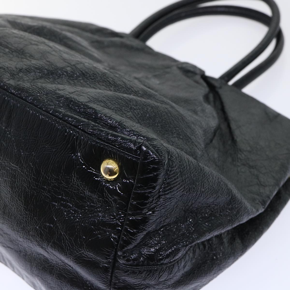 PRADA Hand Bag Leather Black Auth bs7995