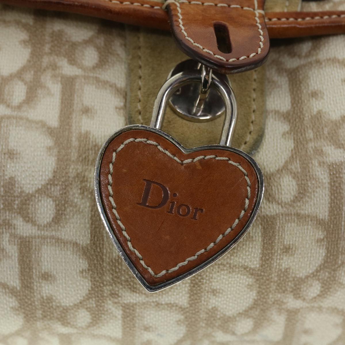 Christian Dior Trotter Romantic Chain Shoulder Bag Beige 01-RU-1026 Auth bs8007