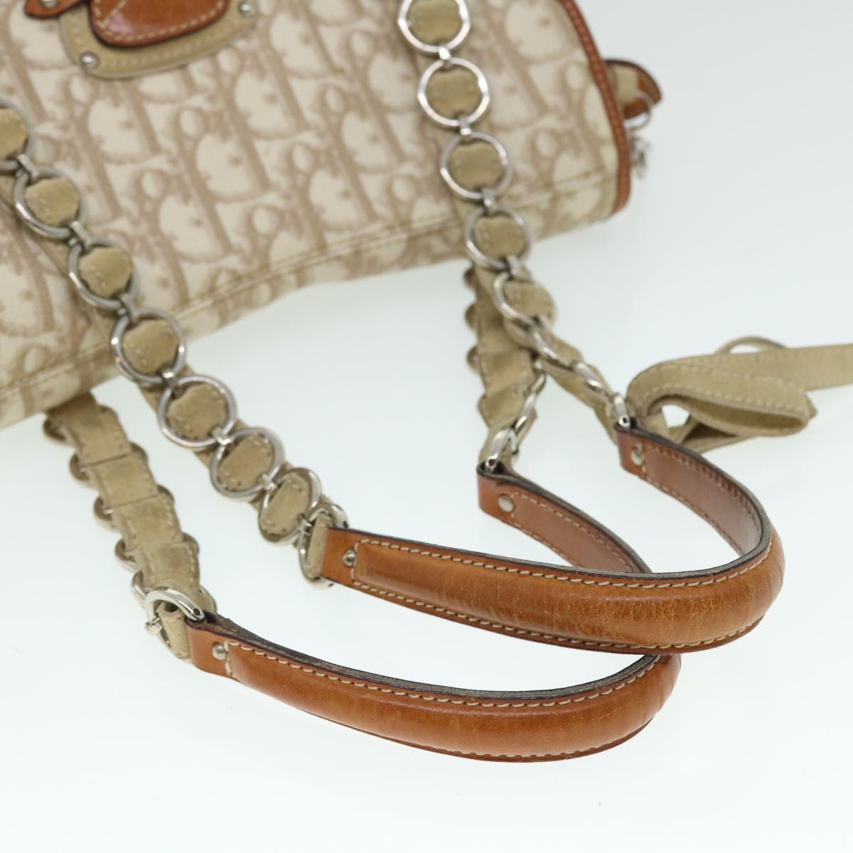 Christian Dior Trotter Romantic Chain Shoulder Bag Beige 01-RU-1026 Auth bs8007