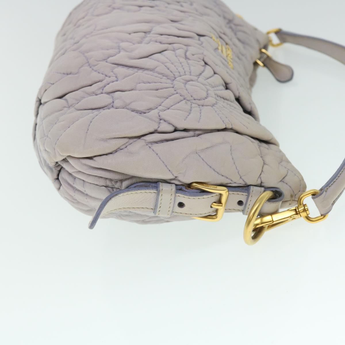 PRADA Quilted Shoulder Bag Leather Purple Auth bs8017