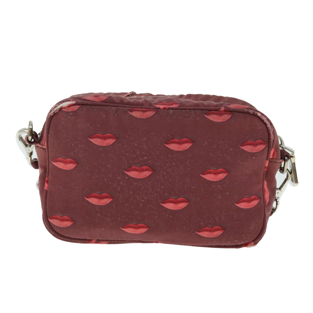 PRADA Chain Shoulder Bag Nylon Red Auth bs8025 - 0