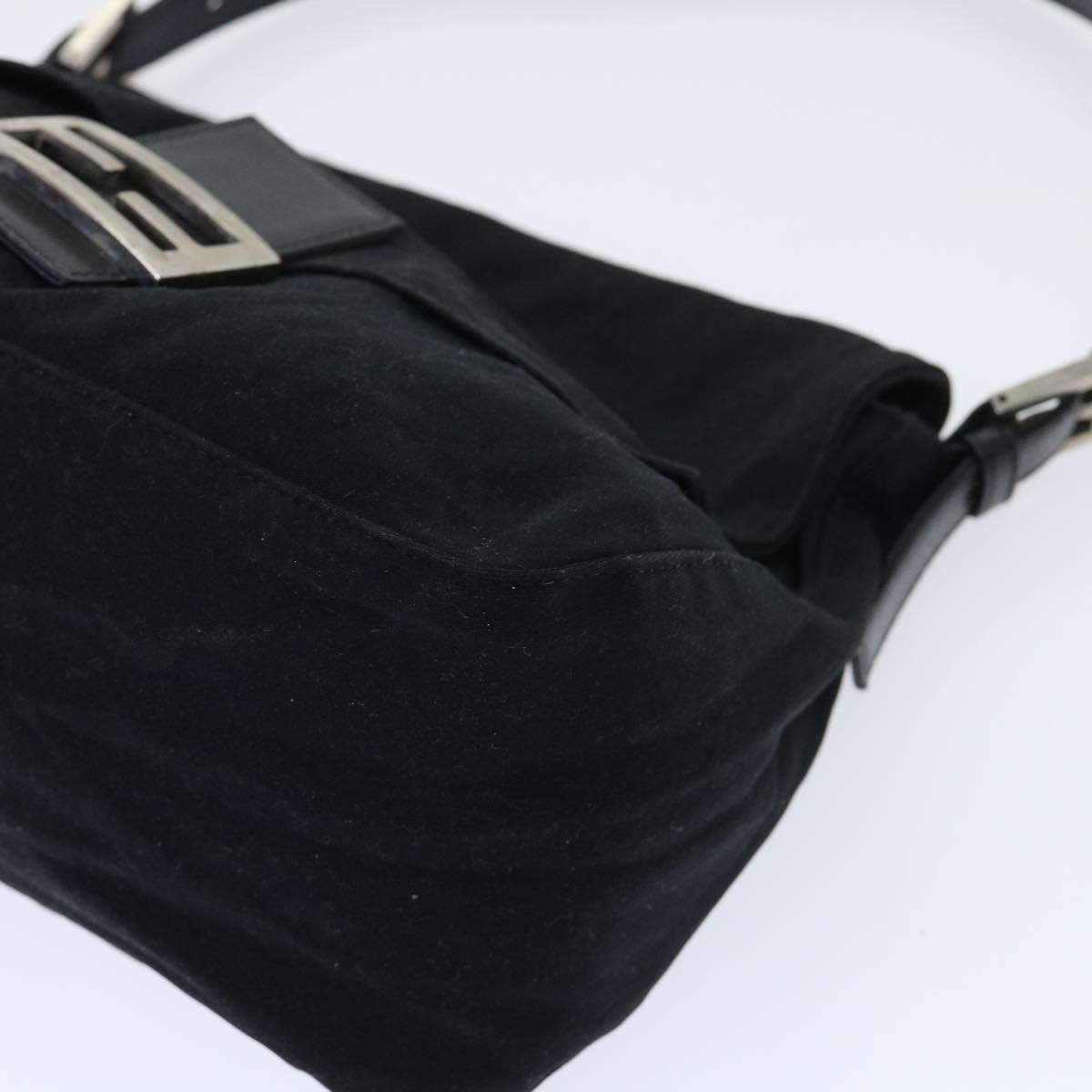 FENDI Mamma Baguette Shoulder Bag Nylon Leather Black Auth bs8028