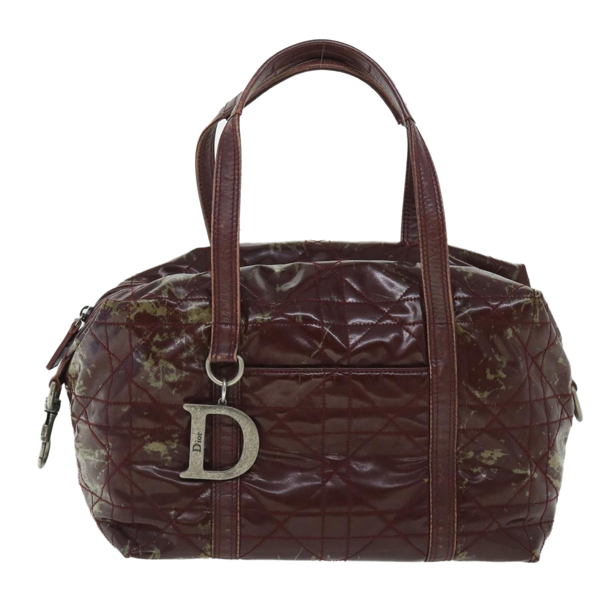 Christian Dior Canage Shoulder Bag Patent leather Wine Red Auth bs8029 - 0