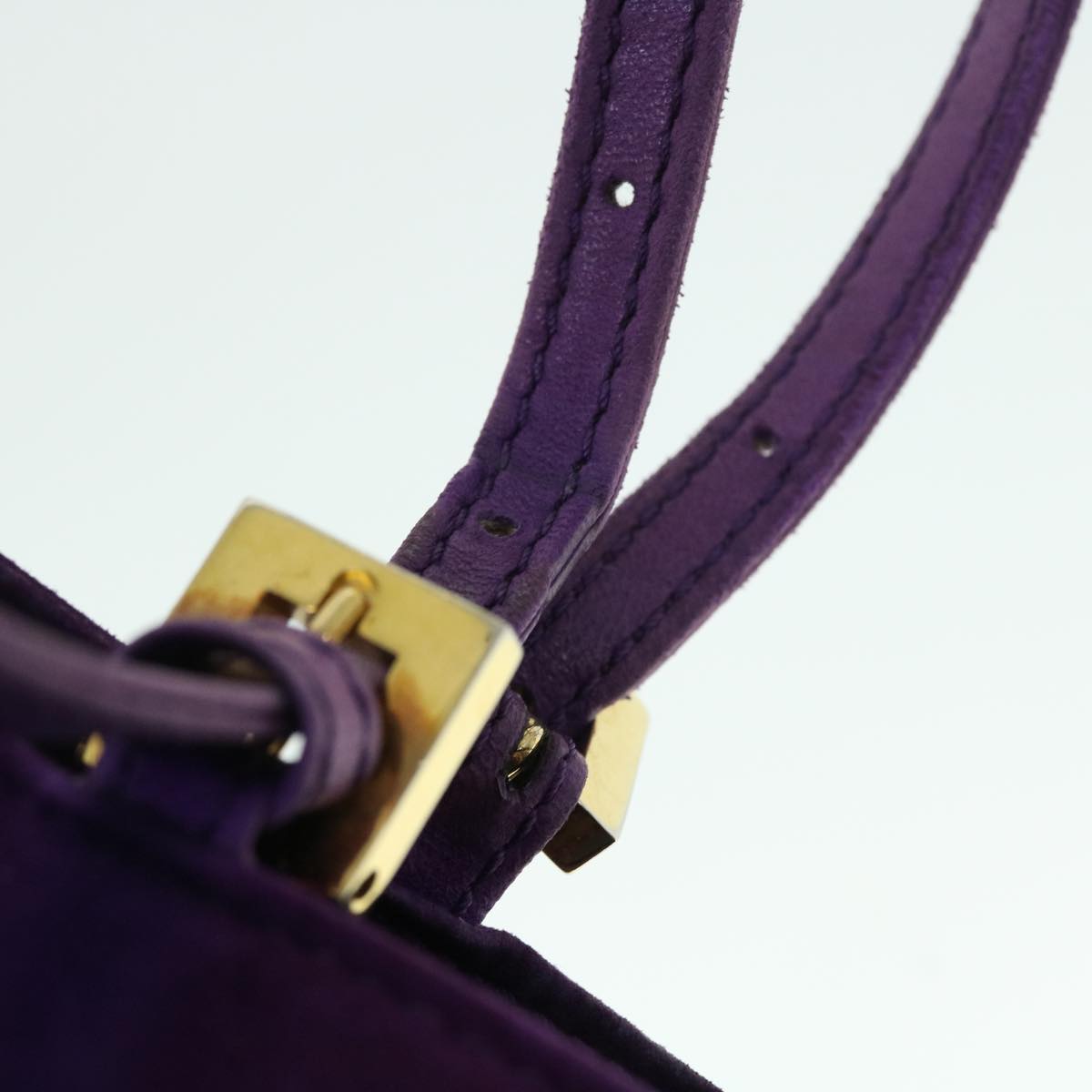 FENDI Shoulder Bag Suede Purple Auth bs8035