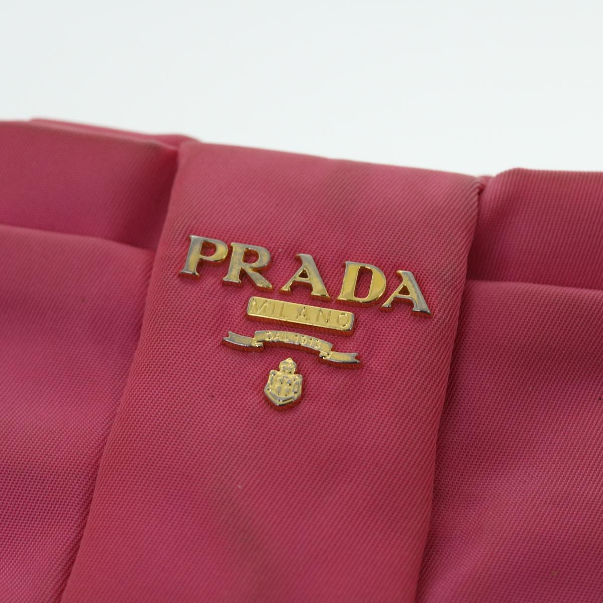 PRADA Ribbon Pouch Nylon Pink Auth bs8037