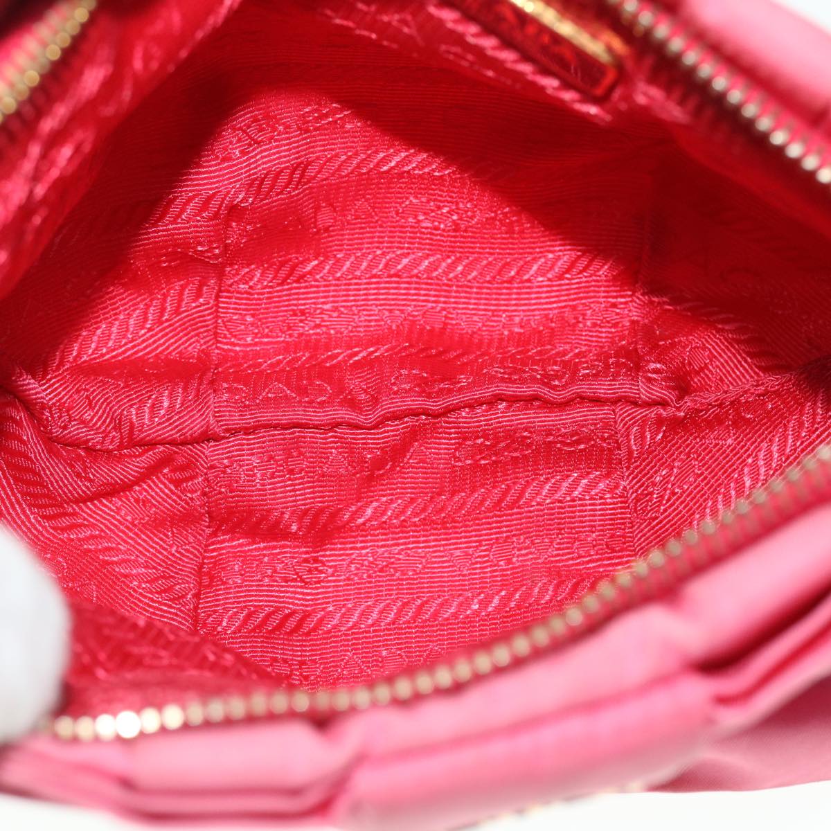 PRADA Ribbon Pouch Nylon Pink Auth bs8037