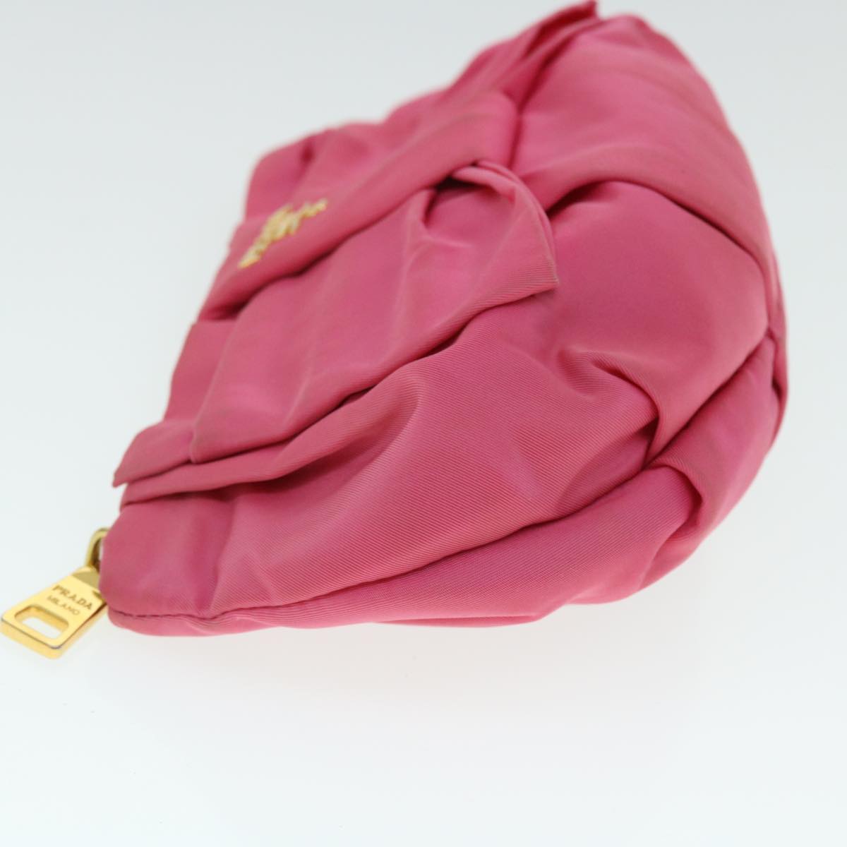 PRADA Ribbon Pouch Nylon Pink Auth bs8037