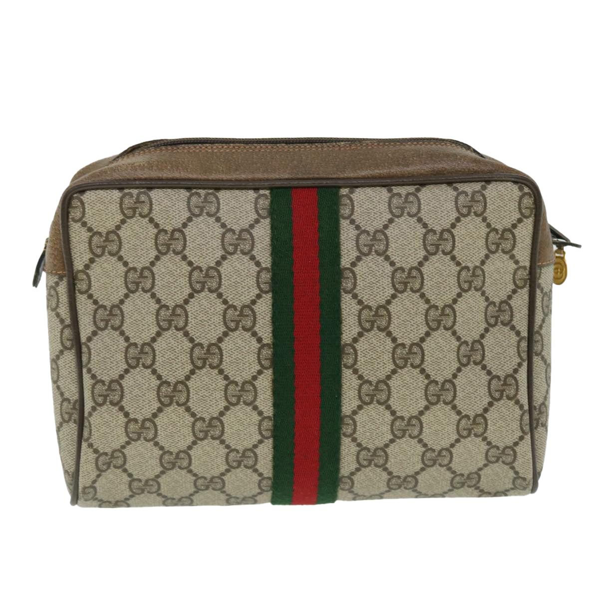 GUCCI GG Canvas Web Sherry Line Clutch Bag Beige Red Green 89 01 012 Auth bs8038 - 0