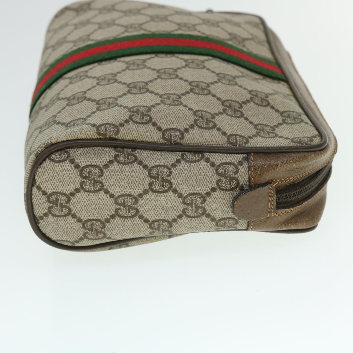 GUCCI GG Canvas Web Sherry Line Clutch Bag Beige Red Green 89 01 012 Auth bs8038