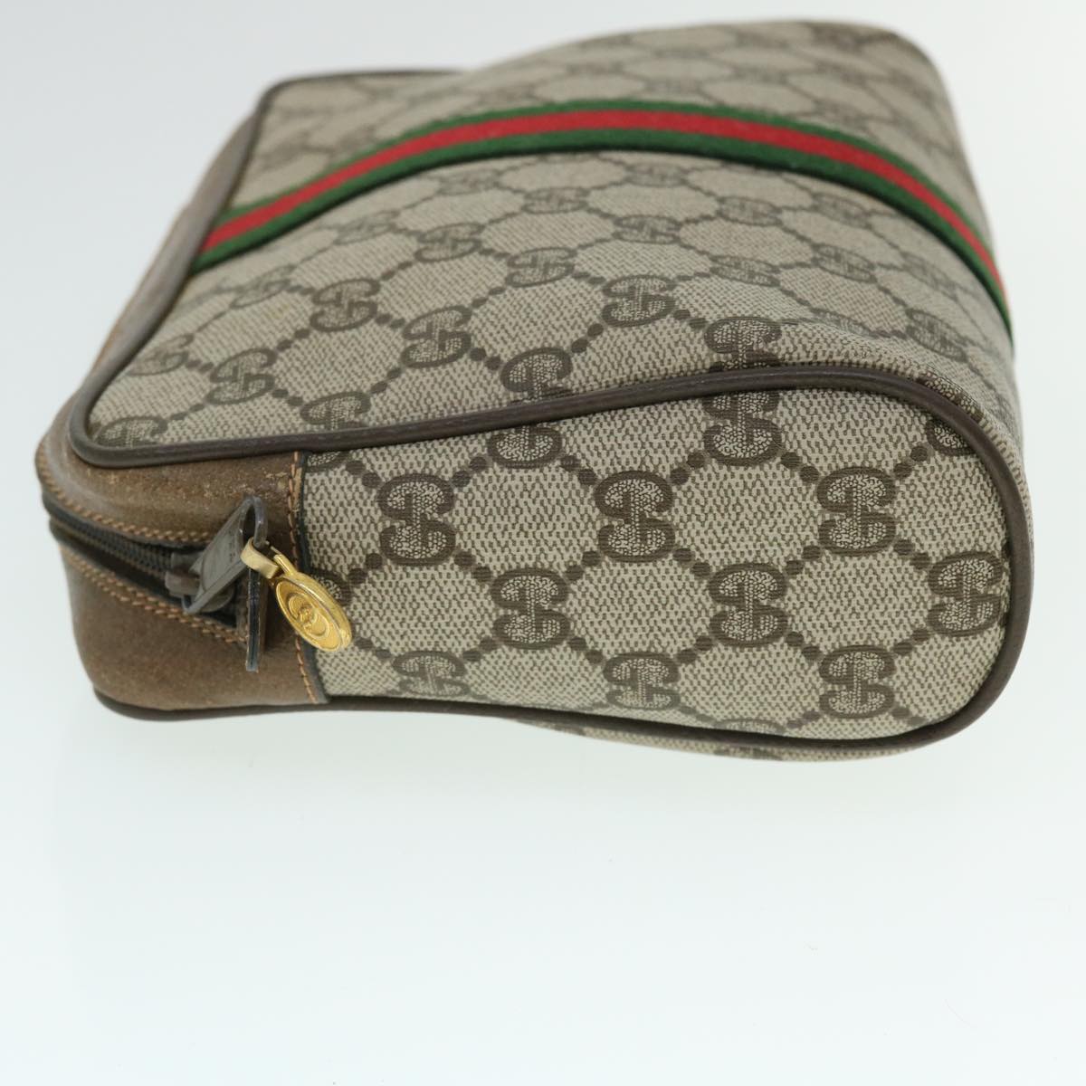 GUCCI GG Canvas Web Sherry Line Clutch Bag Beige Red Green 89 01 012 Auth bs8038