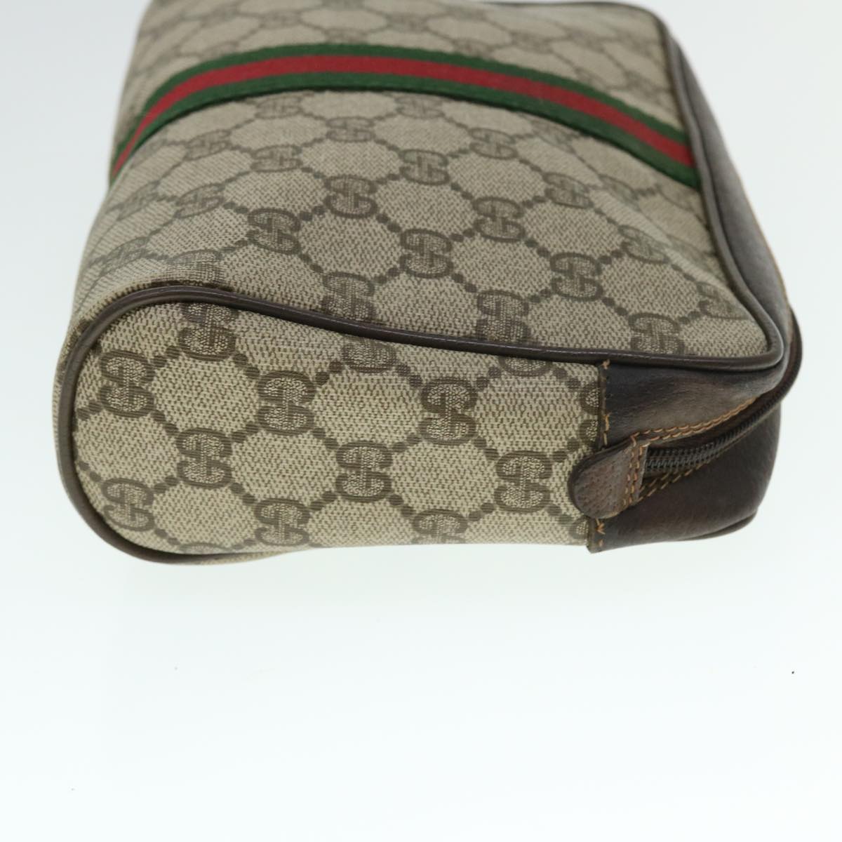 GUCCI GG Canvas Web Sherry Line Clutch Bag Beige Red 98 72 014 3553 Auth bs8039