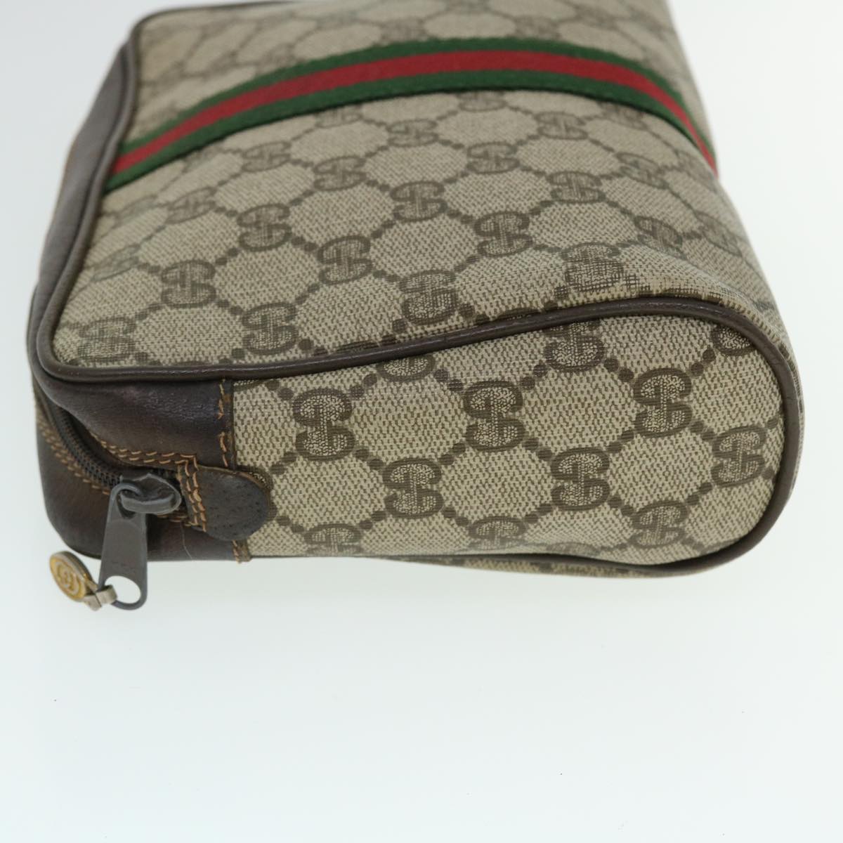 GUCCI GG Canvas Web Sherry Line Clutch Bag Beige Red 98 72 014 3553 Auth bs8039