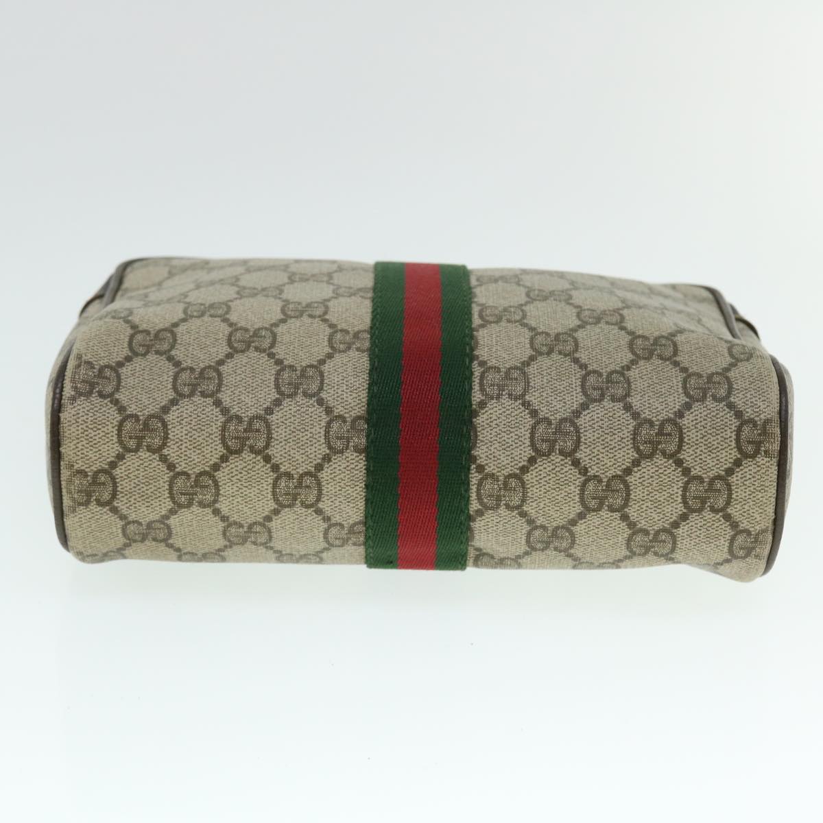 GUCCI GG Canvas Web Sherry Line Clutch Bag Beige Red 98 72 014 3553 Auth bs8039