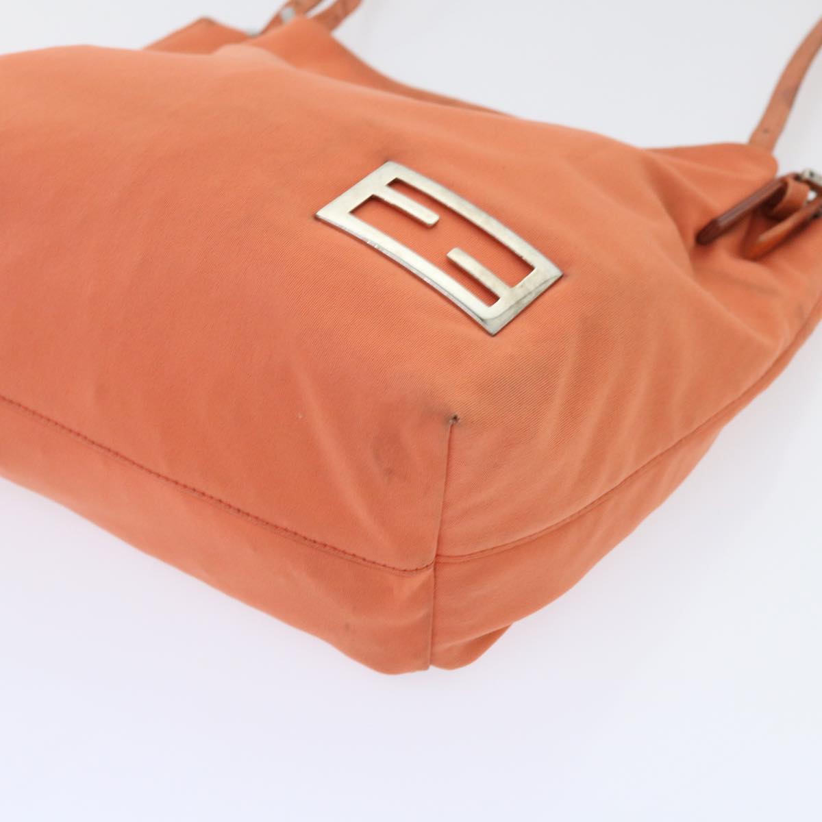 FENDI Shoulder Bag Nylon Orange Auth bs8046