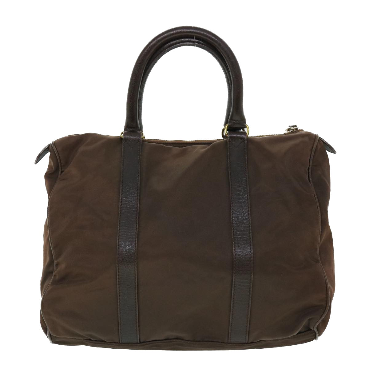 PRADA Hand Bag Nylon Leather Brown Auth bs8055