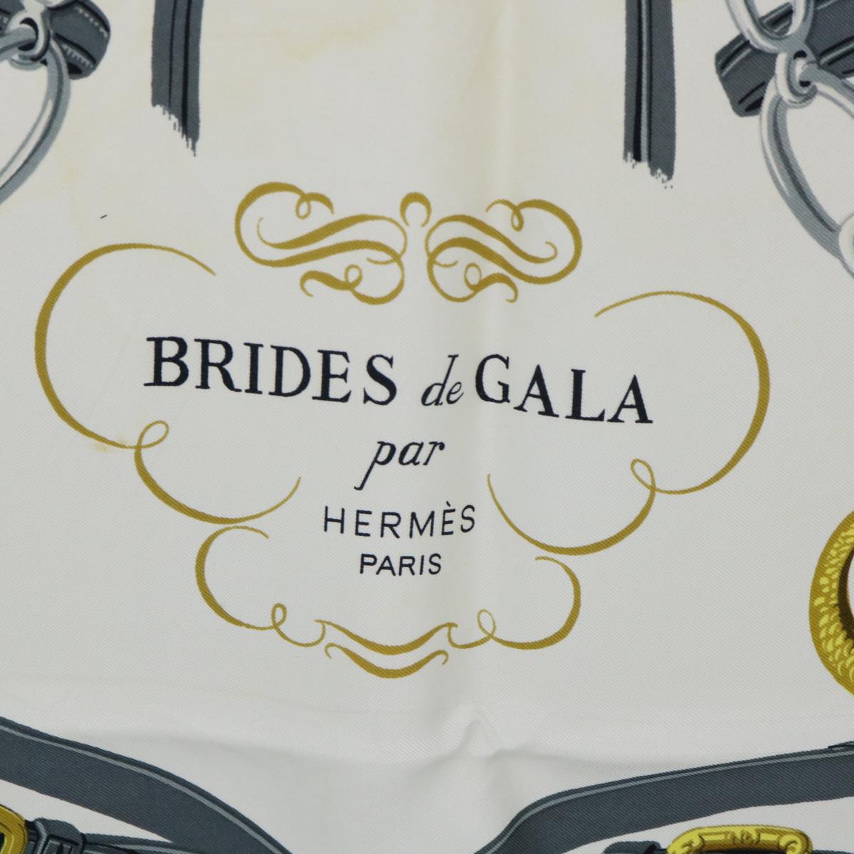 HERMES Carre 90 BRIDES de GALA Scarf Silk Blue White Auth bs8061