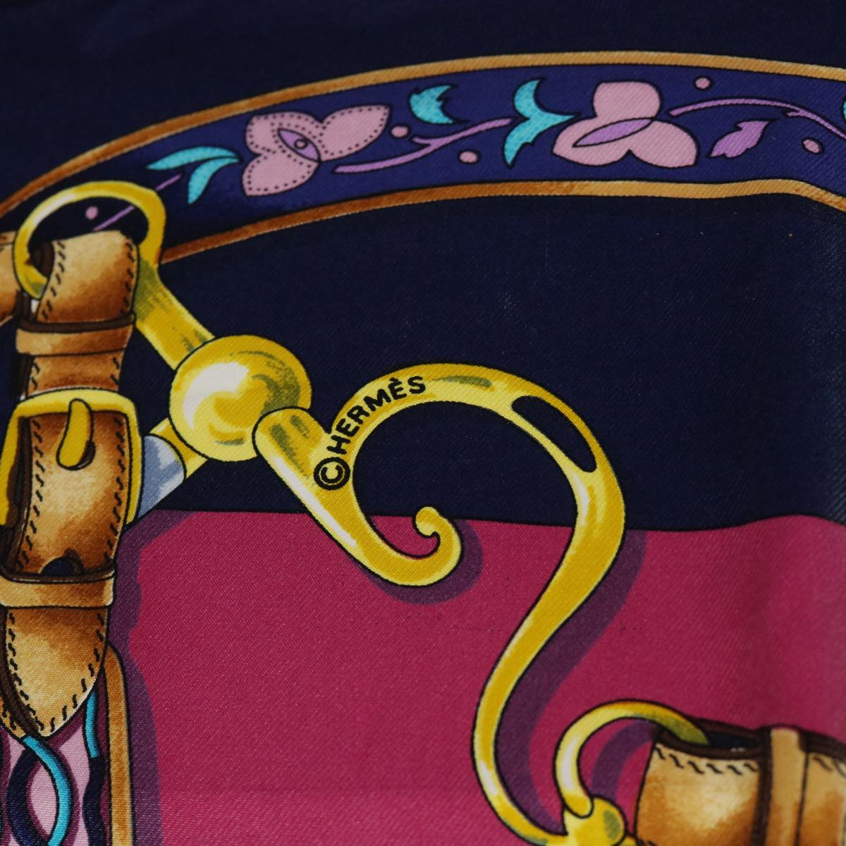 HERMES Carre 90 FESTIVAL Scarf Silk Pink Blue Auth bs8068