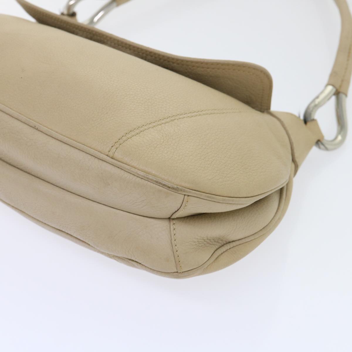 PRADA Shoulder Bag Leather Beige Auth bs8087