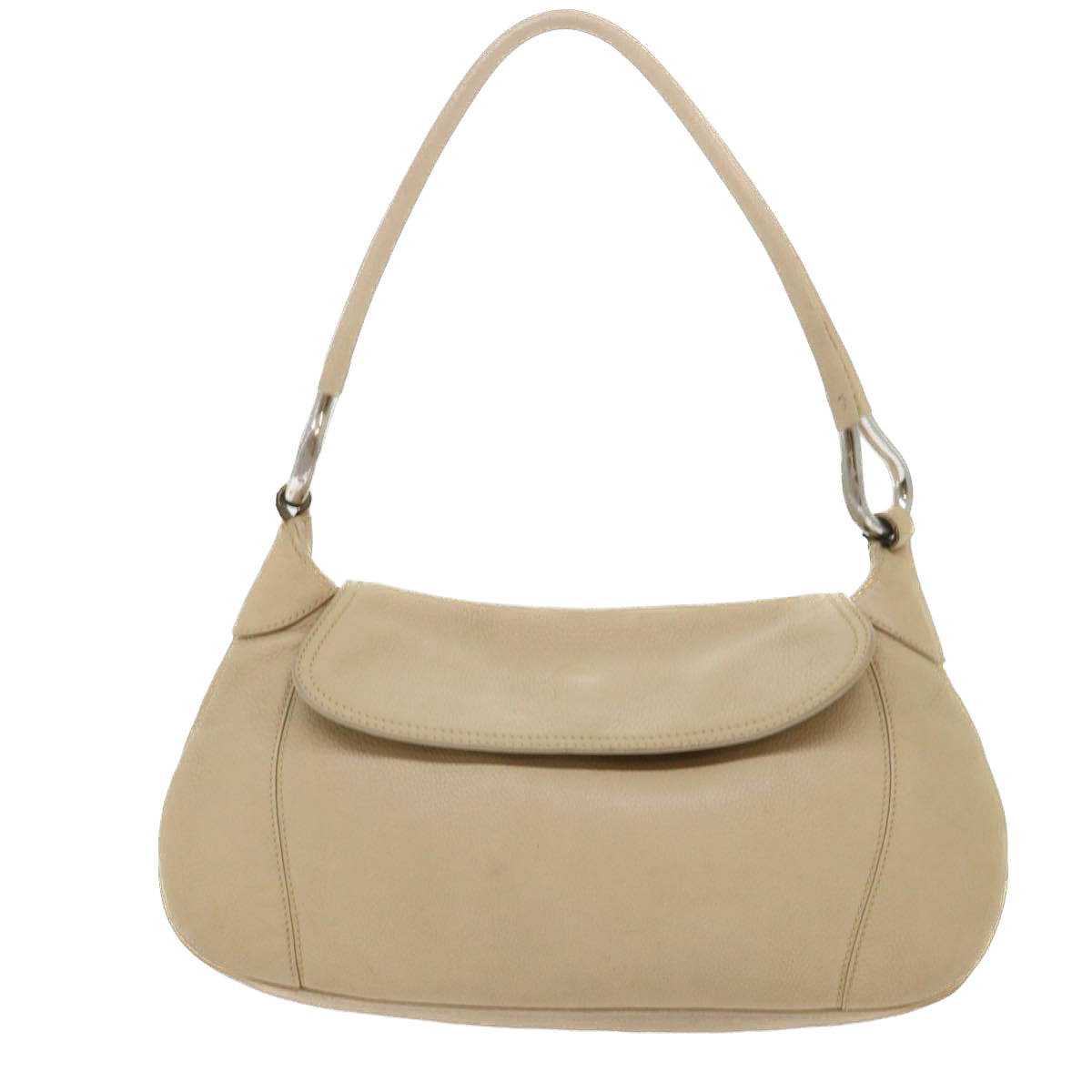 PRADA Shoulder Bag Leather Beige Auth bs8087