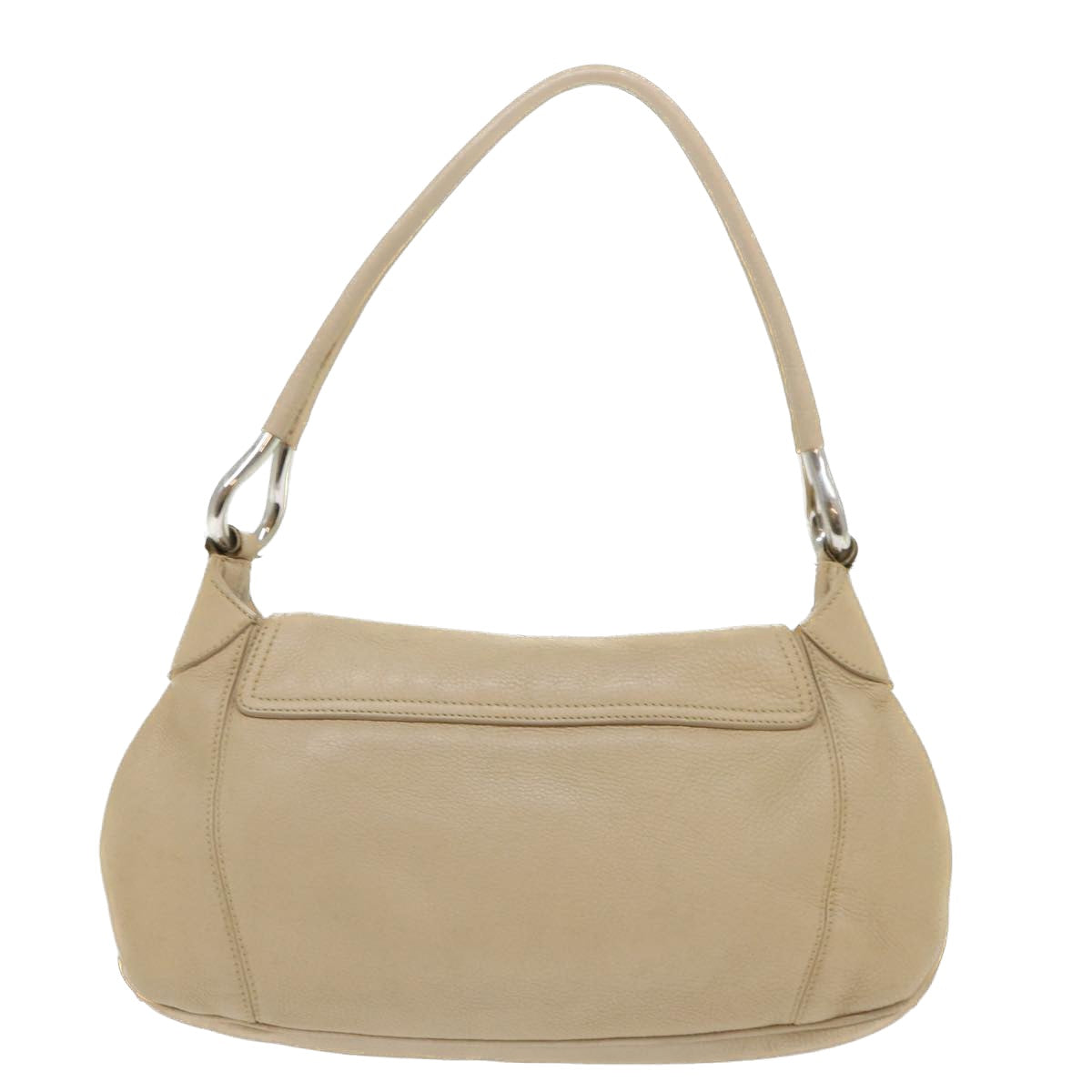 PRADA Shoulder Bag Leather Beige Auth bs8087