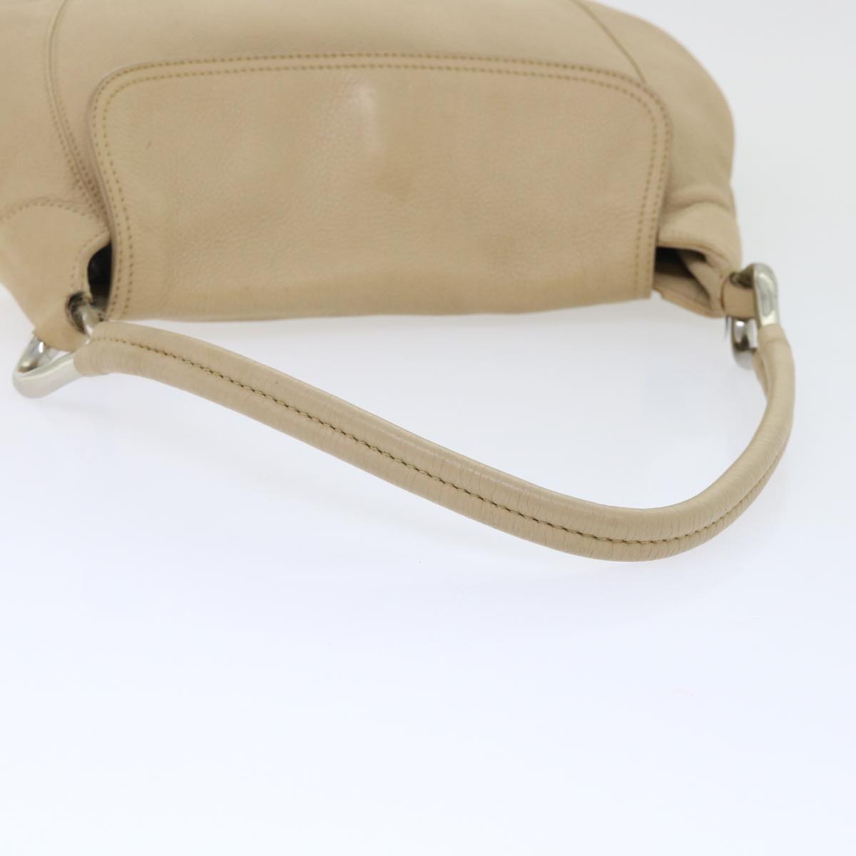 PRADA Shoulder Bag Leather Beige Auth bs8087