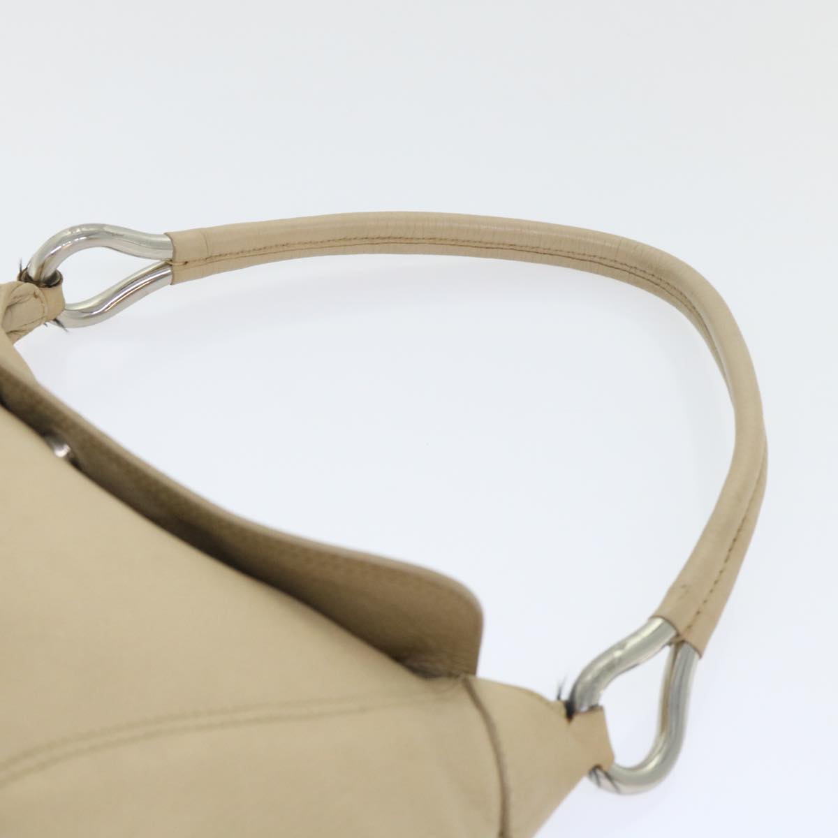 PRADA Shoulder Bag Leather Beige Auth bs8087