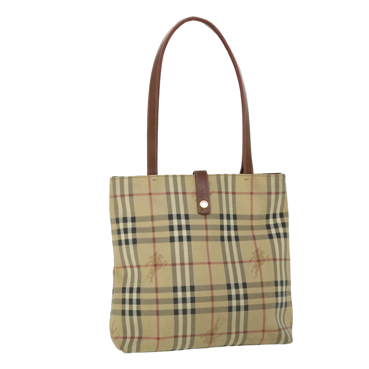 BURBERRY Nova Check Tote Bag PVC Leather Beige Brown black Auth bs8096