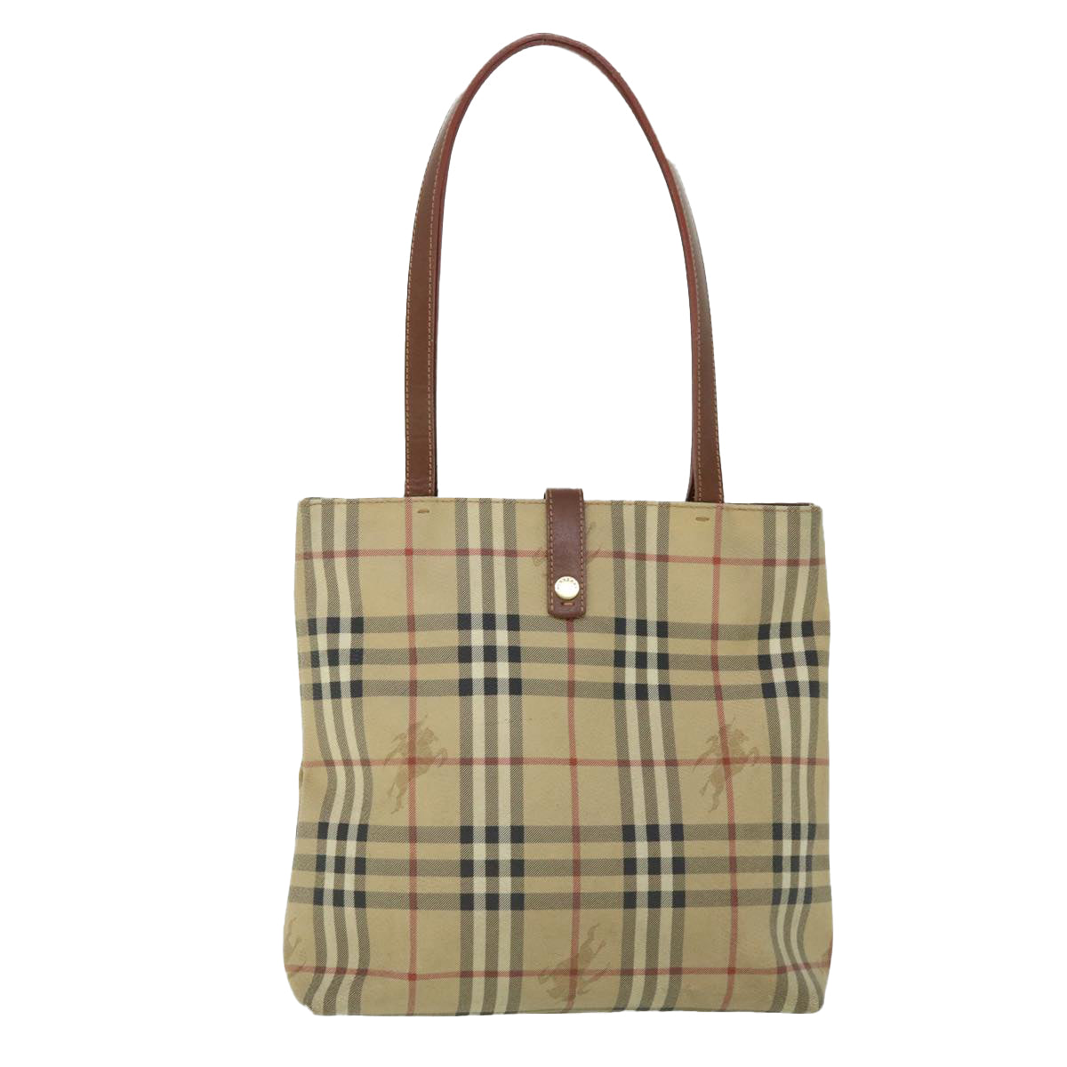 BURBERRY Nova Check Tote Bag PVC Leather Beige Brown black Auth bs8096