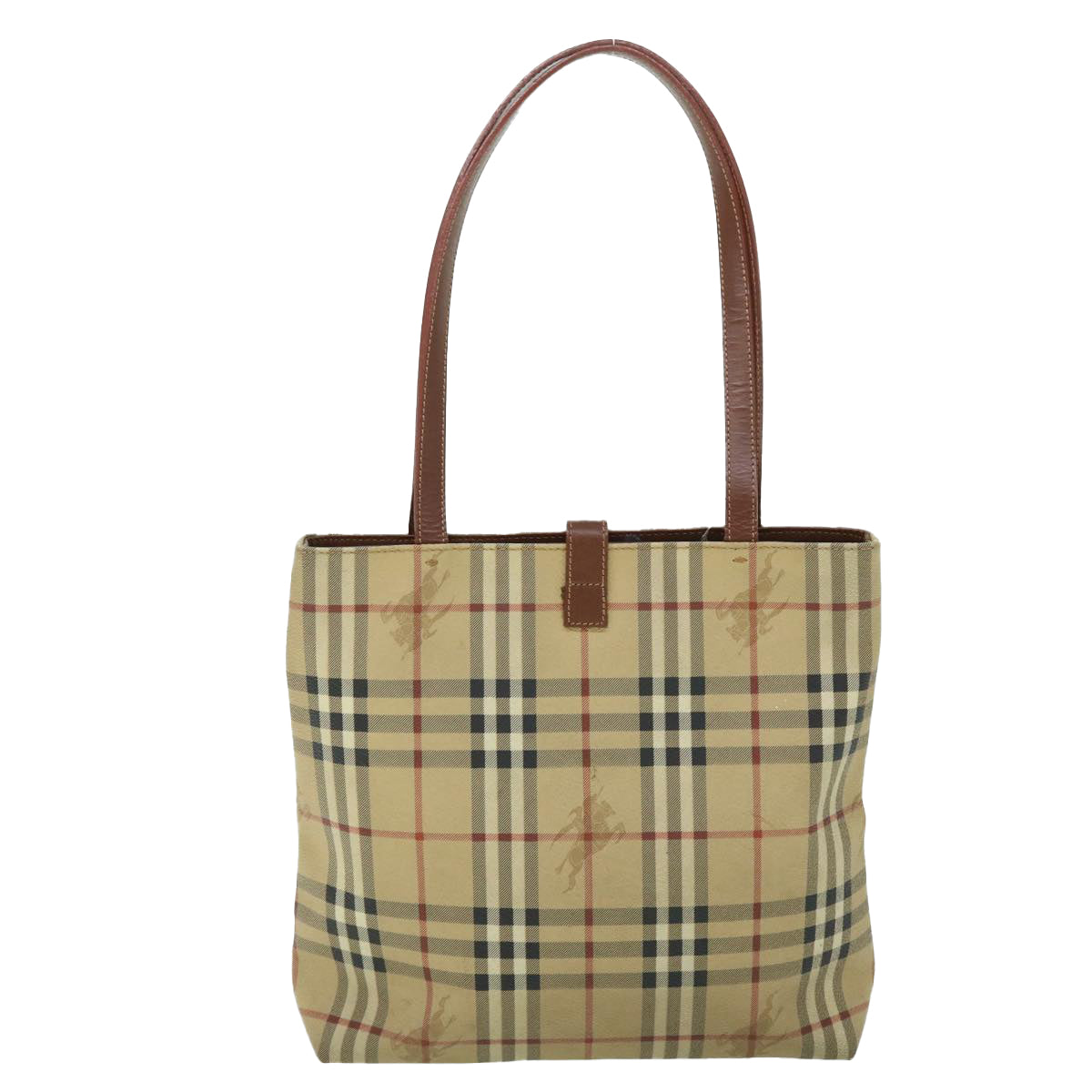 BURBERRY Nova Check Tote Bag PVC Leather Beige Brown black Auth bs8096