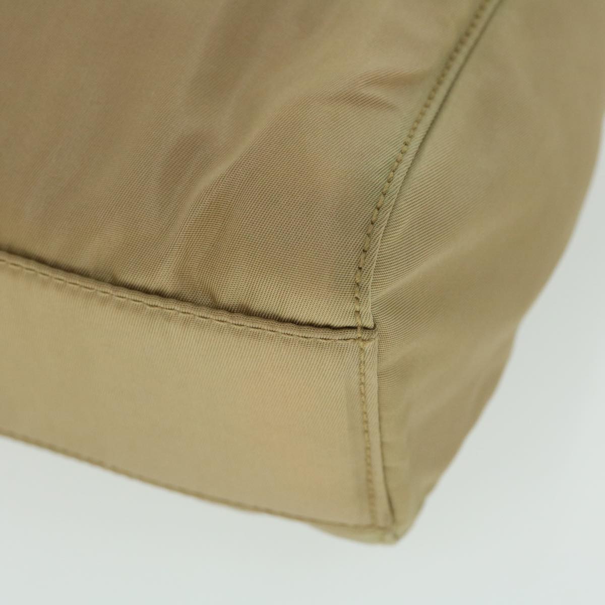 PRADA Chain Shoulder Bag Nylon Beige Auth bs8098