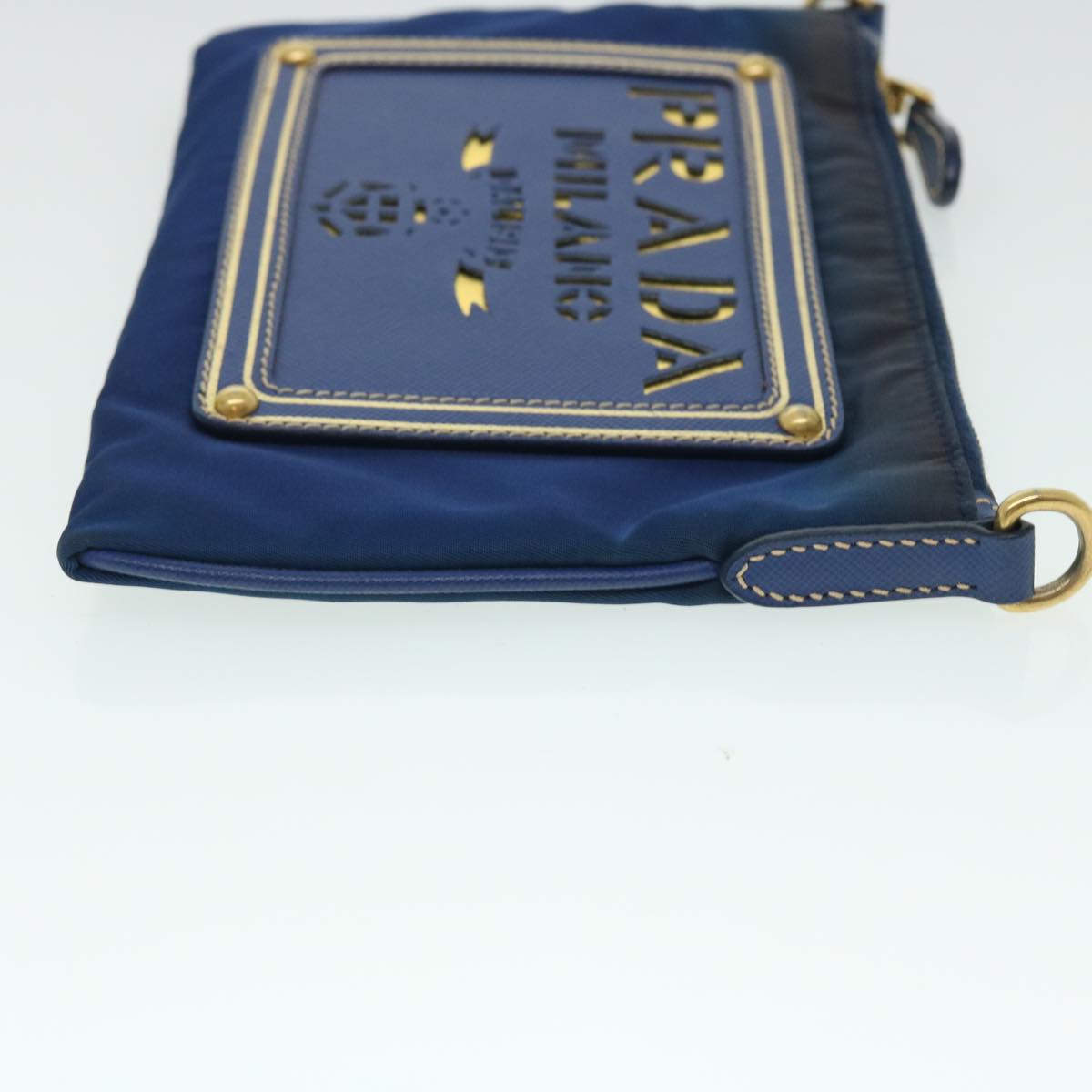 PRADA Shoulder Bag Nylon Saffiano Leather Blue Auth bs8101