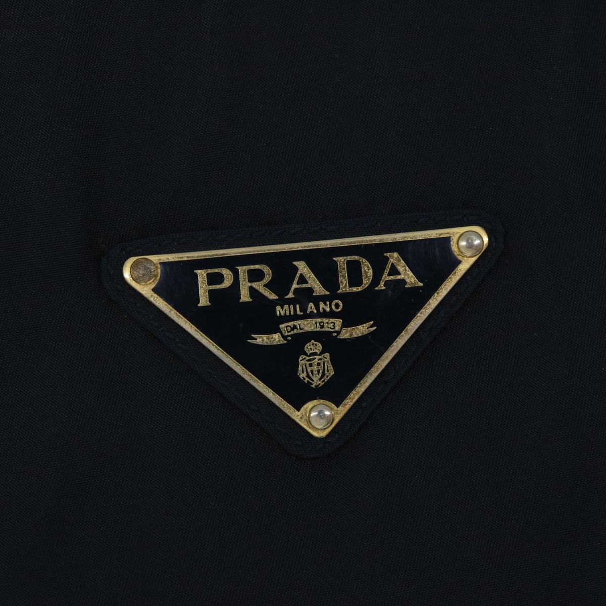 PRADA Hand Bag Nylon Leather Navy Black Auth bs8105