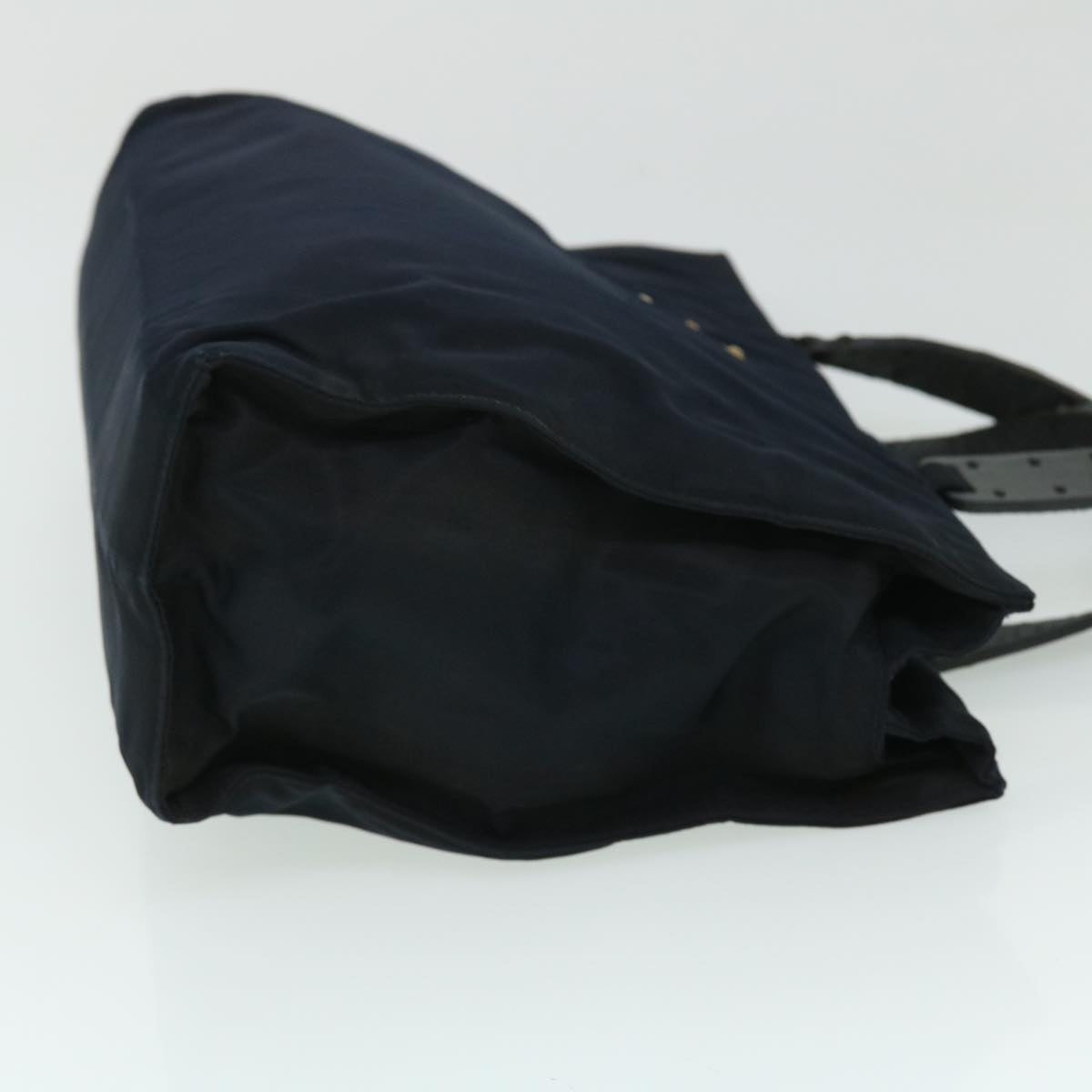 PRADA Hand Bag Nylon Leather Navy Black Auth bs8105