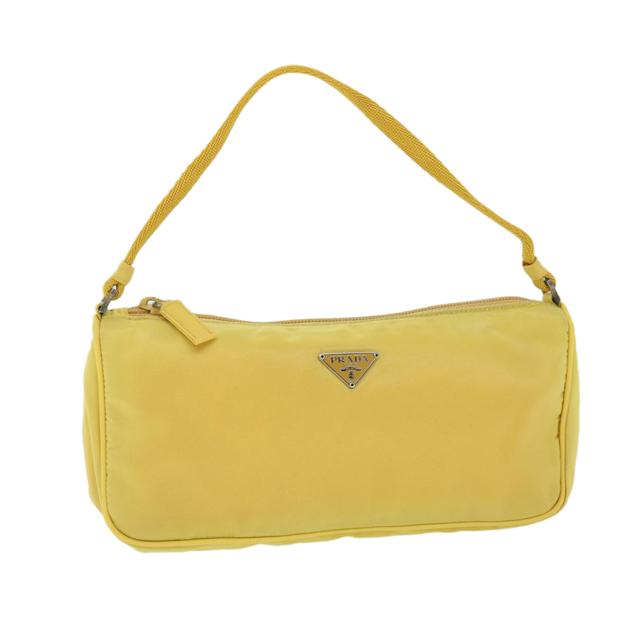 PRADA Accessory Pouch Nylon Yellow Auth bs8118