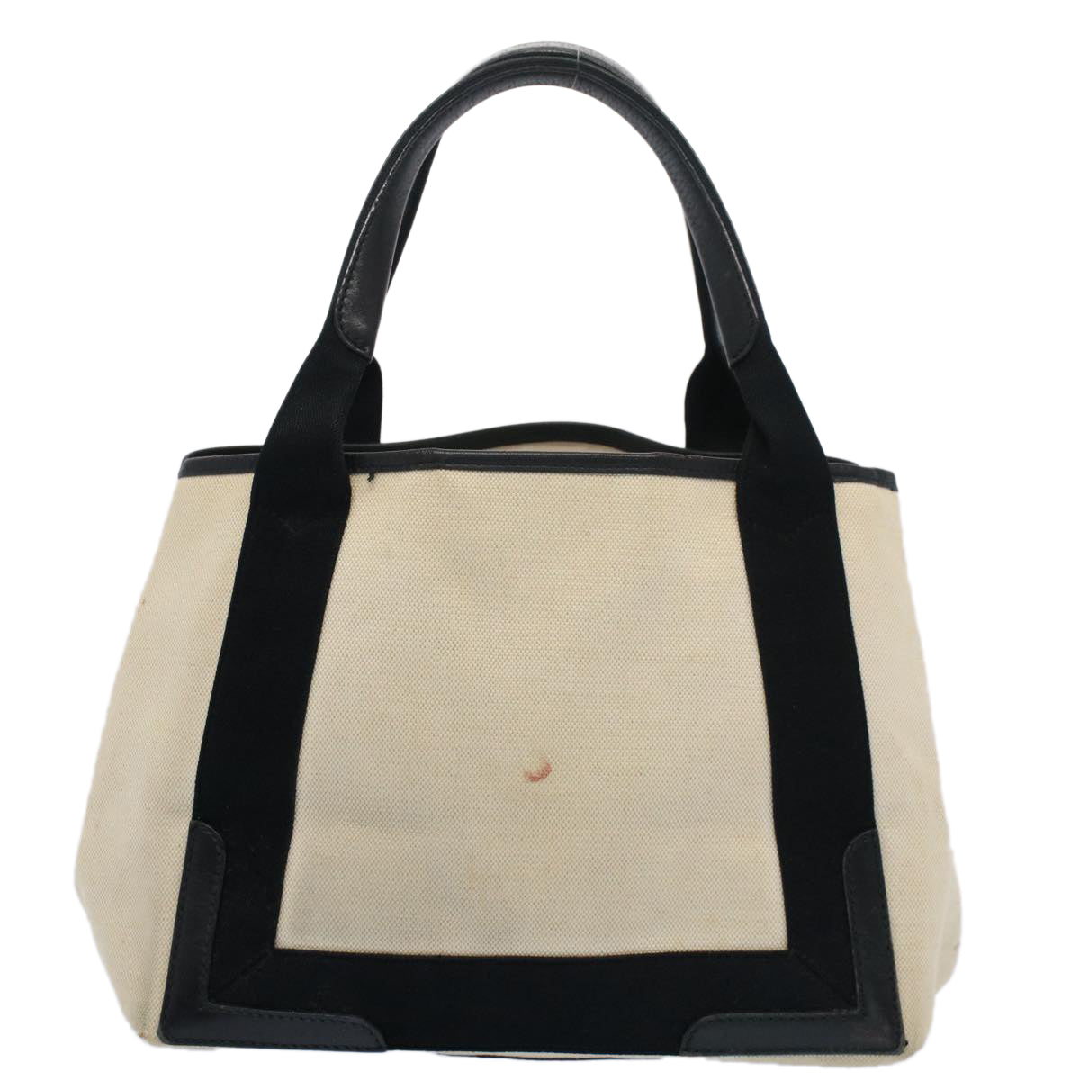 BALENCIAGA Tote Bag Canvas Leather Beige Black Auth bs8120 - 0