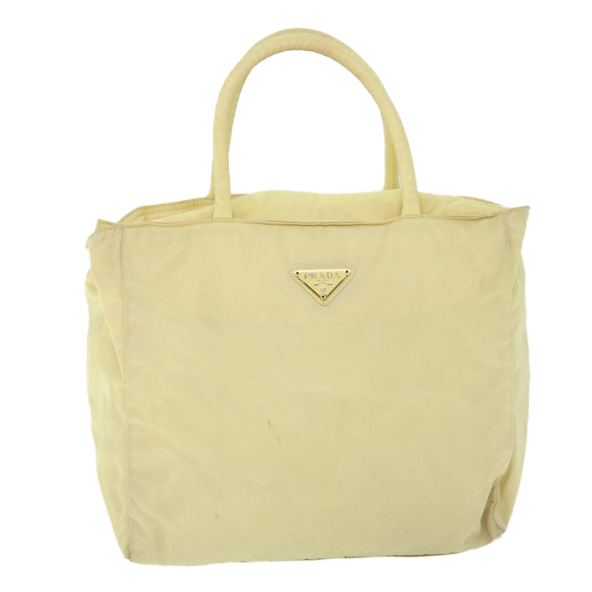 PRADA Hand Bag Nylon Beige Auth bs8131