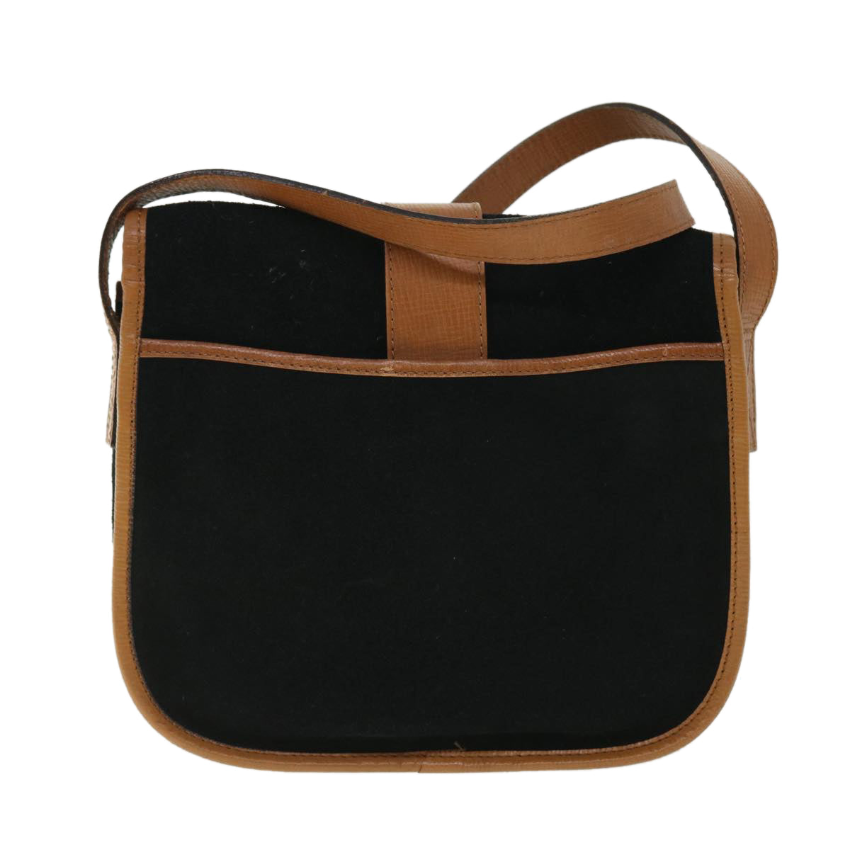 VALENTINO Shoulder Bag Suede Leather Black Brown Auth bs8153 - 0