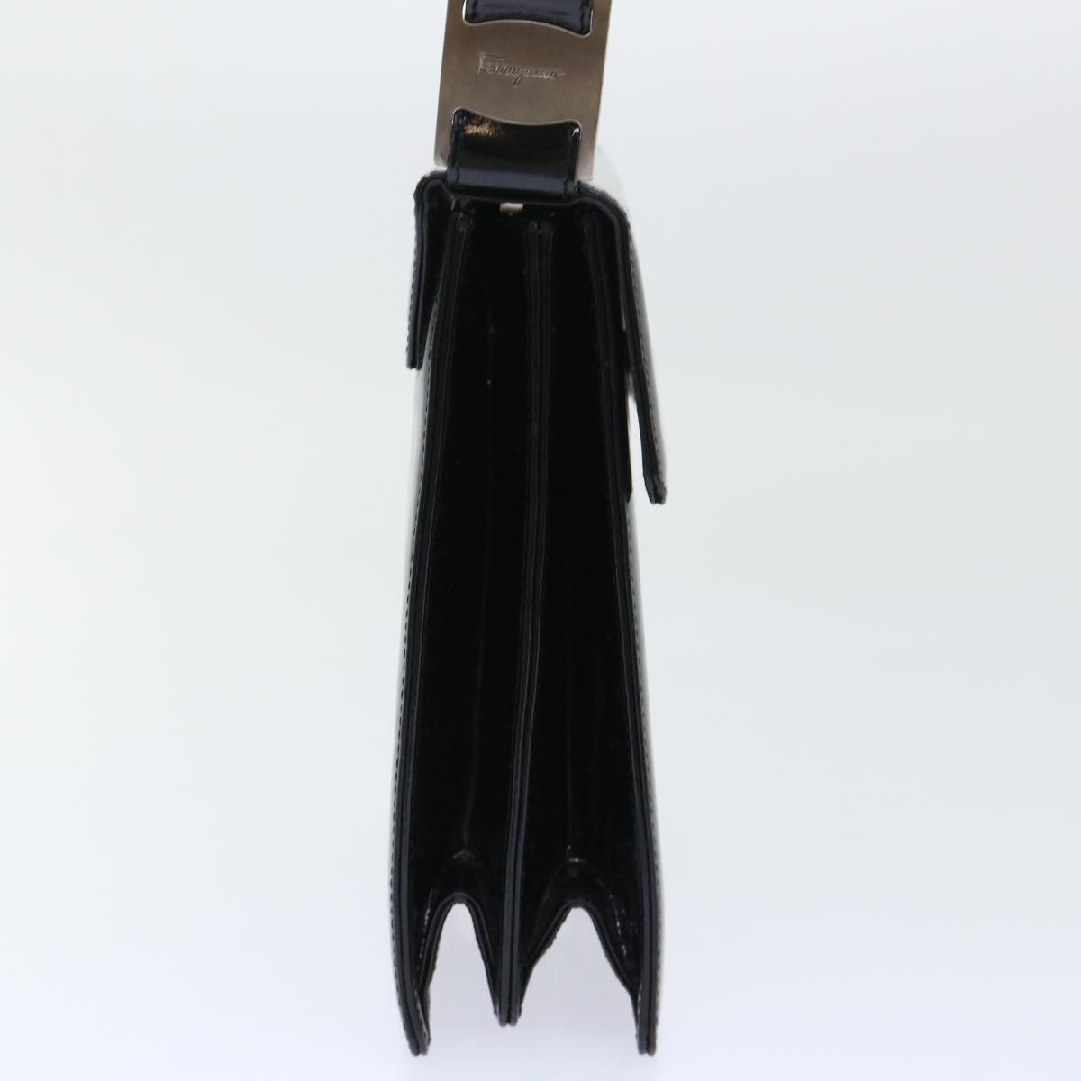 Salvatore Ferragamo Hand Bag Patent leather Black Auth bs8158