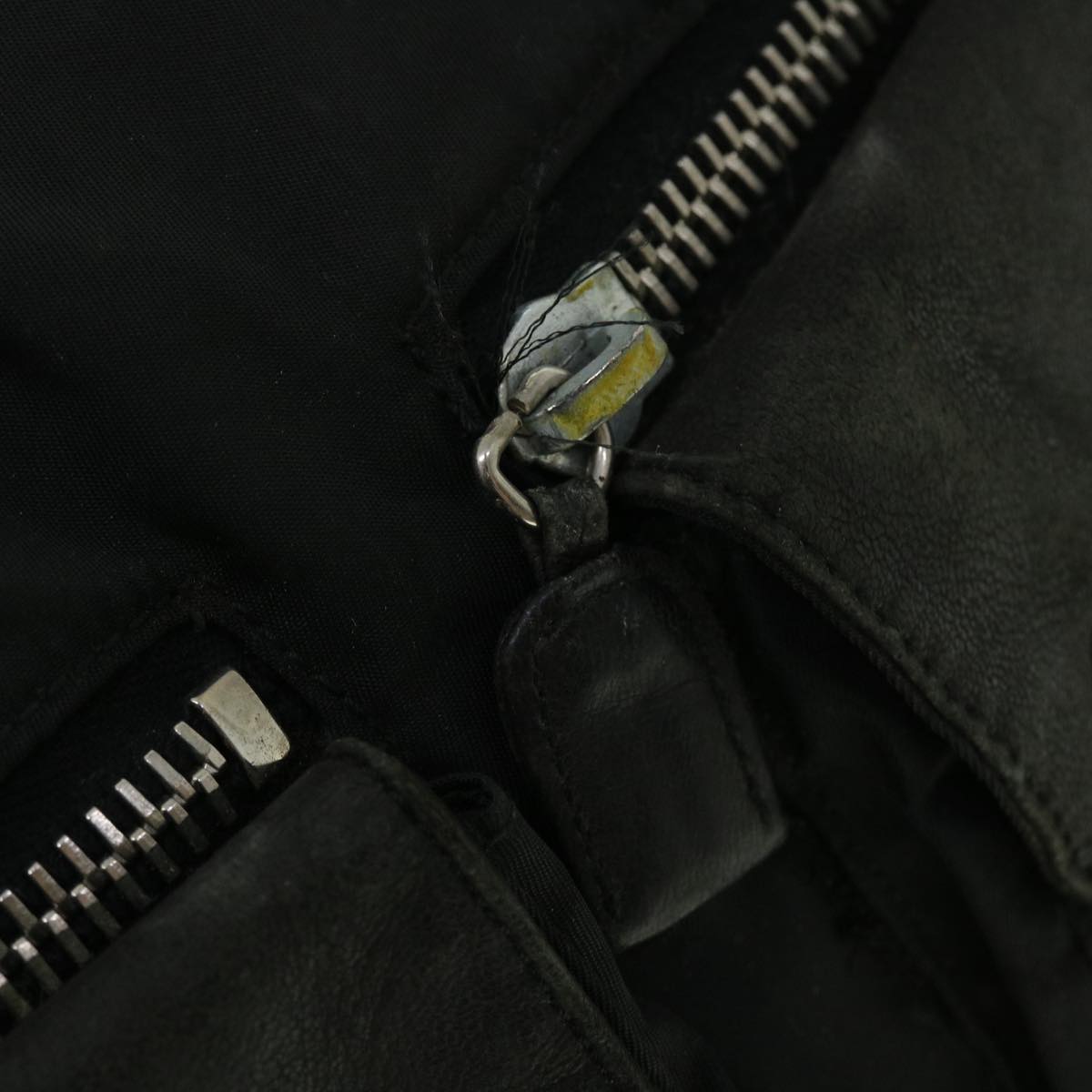 PRADA Shoulder Bag Nylon Leather Black Auth bs8185