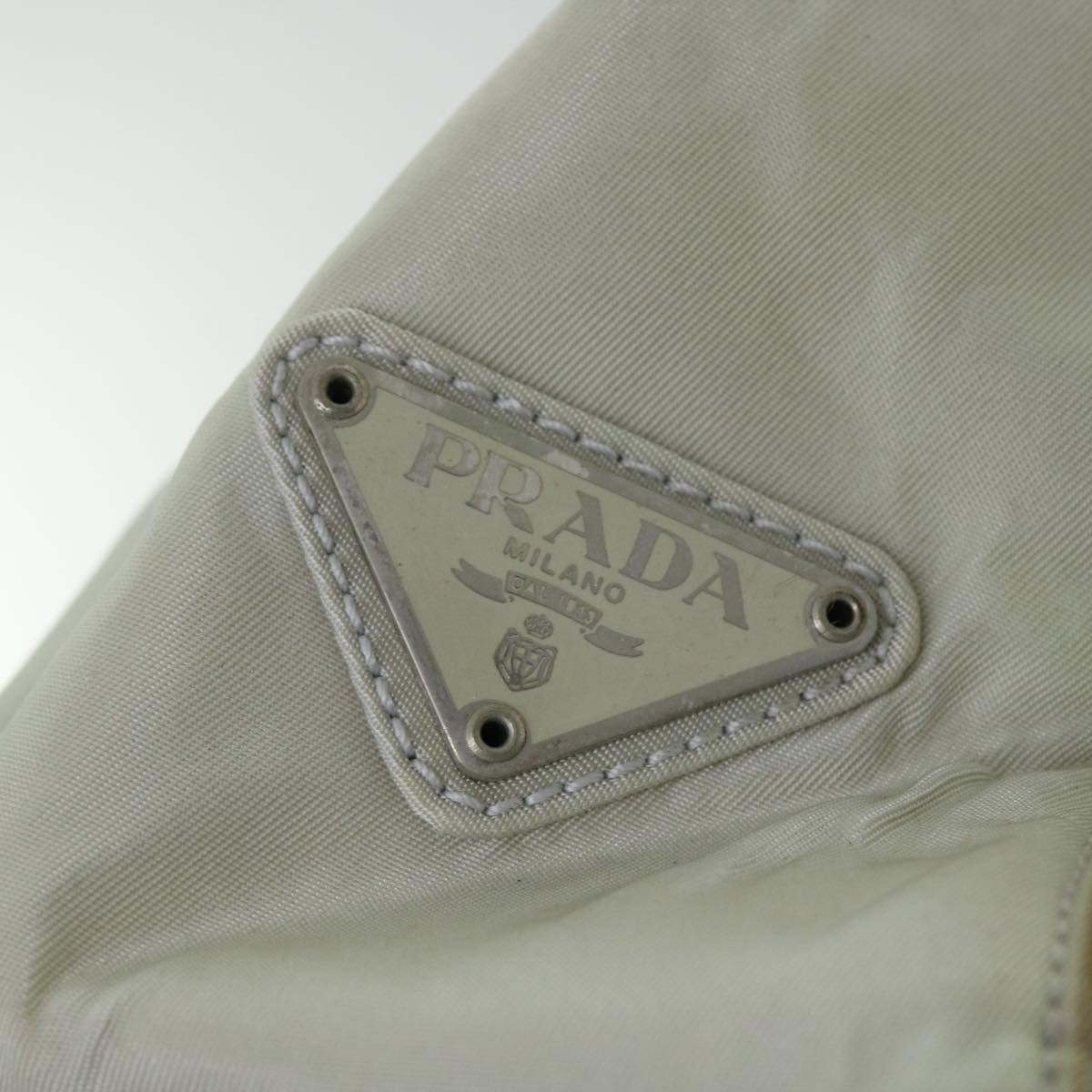 PRADA Hand Bag Nylon Gray Auth bs8197