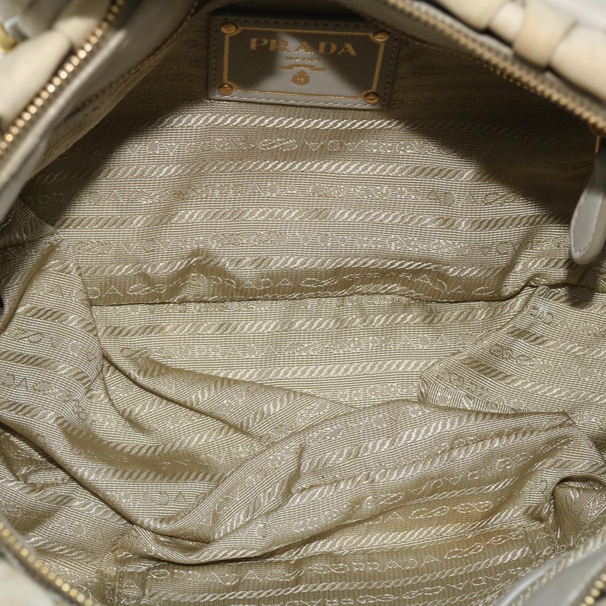 PRADA Hand Bag Nylon Leather 2way Beige Auth bs8206