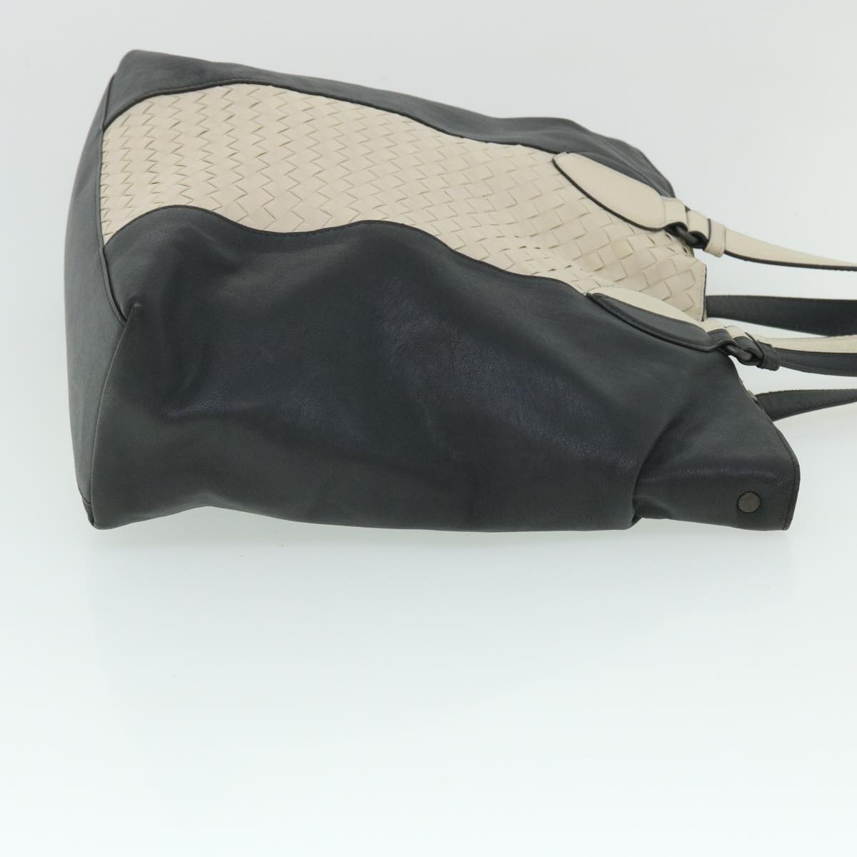 BOTTEGA VENETA INTRECCIATO Tote Bag Leather 2way White Gray Auth bs8218