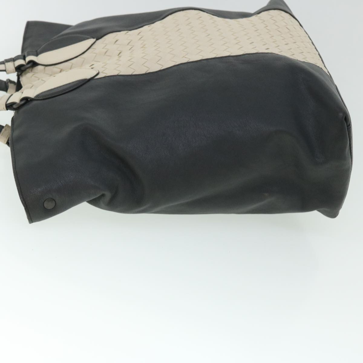 BOTTEGA VENETA INTRECCIATO Tote Bag Leather 2way White Gray Auth bs8218