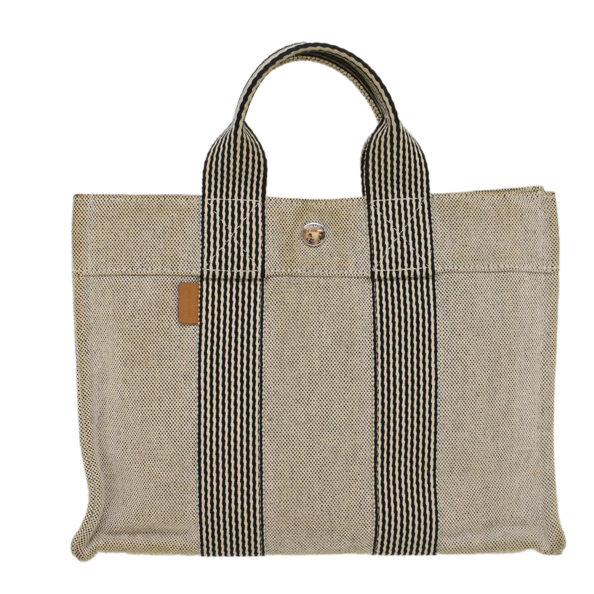 HERMES Fourre Tout PM Tote Bag Canvas Gray Auth bs8219