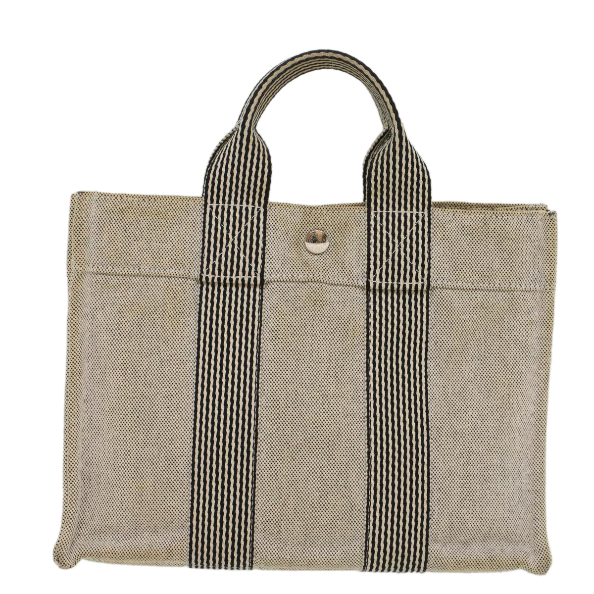 HERMES Fourre Tout PM Tote Bag Canvas Gray Auth bs8219