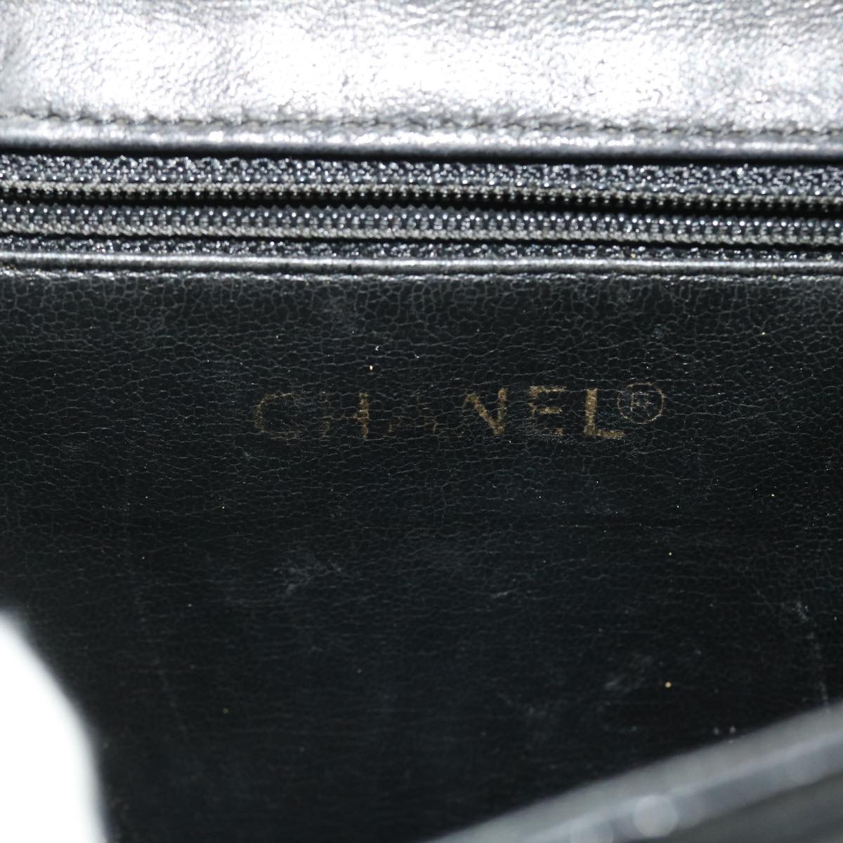 CHANEL Matelasse Chain Shoulder Bag Lamb Skin Black CC Auth bs8230