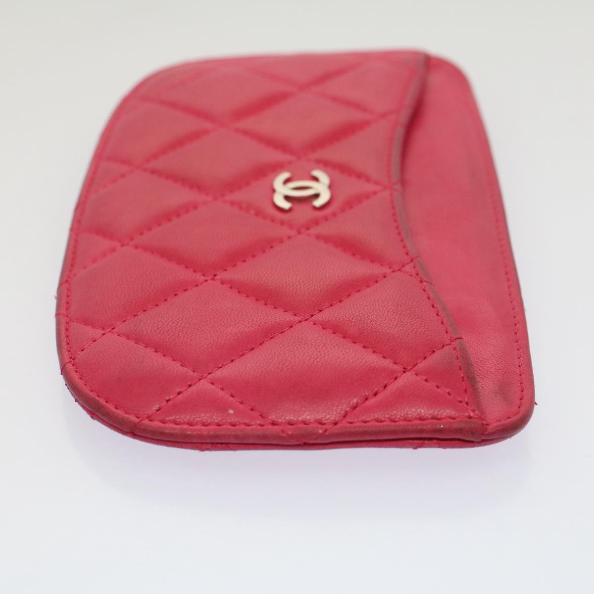 CHANEL Pouch Lamb Skin Pink CC Auth bs8239