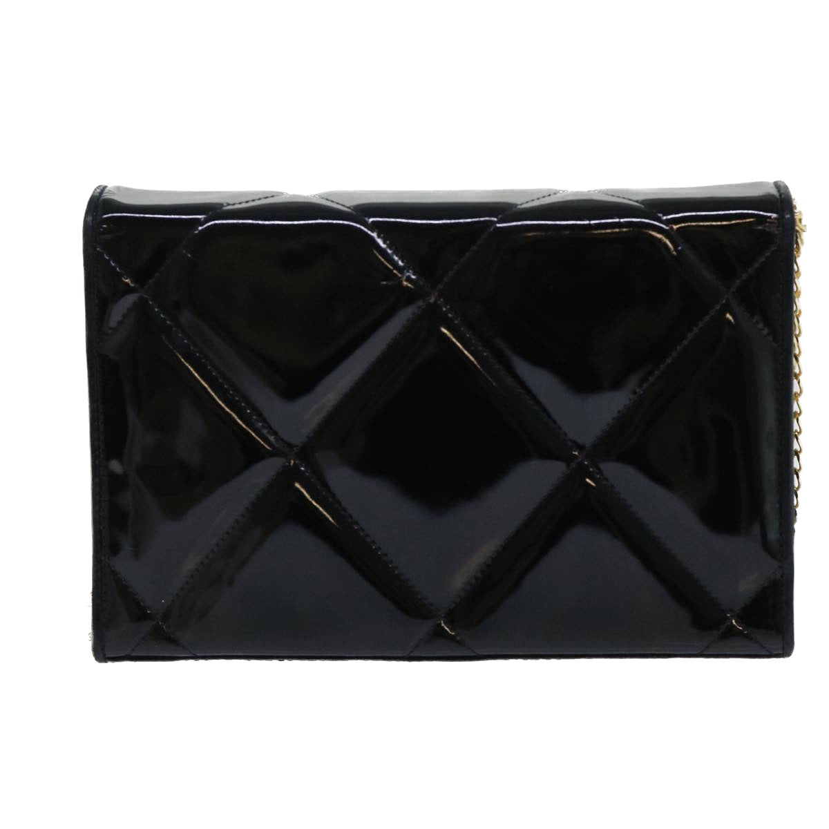 CHANEL Matelasse Chain Shoulder Bag Patent leather Black CC Auth bs8240 - 0