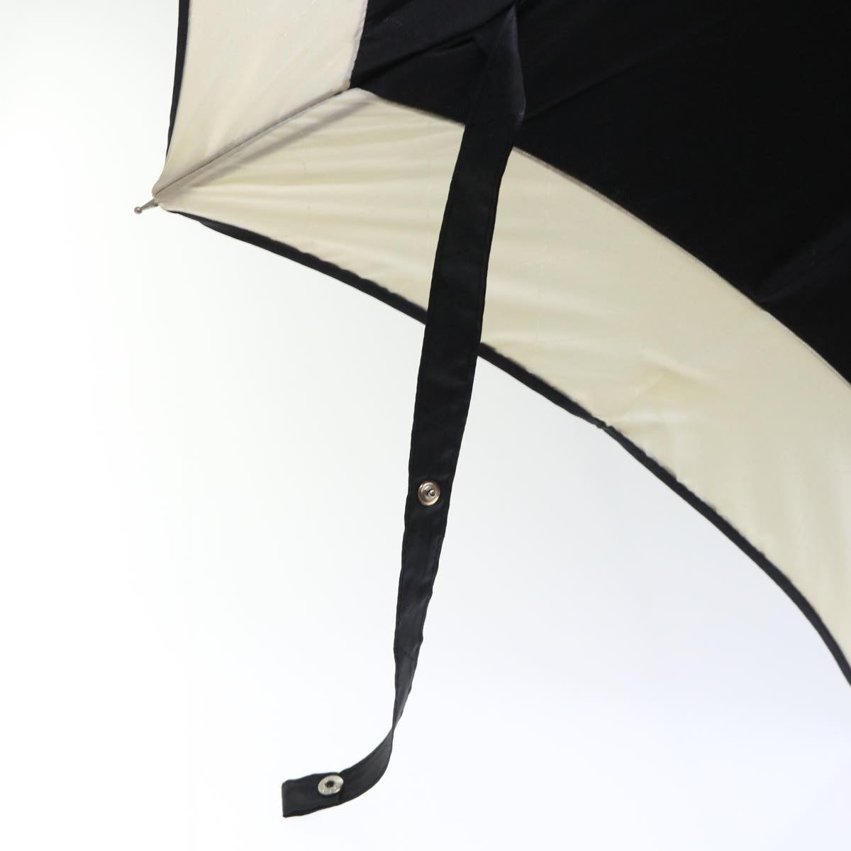 CHANEL COCO Mark Umbrella Nylon Plastic White Black CC Auth bs8242