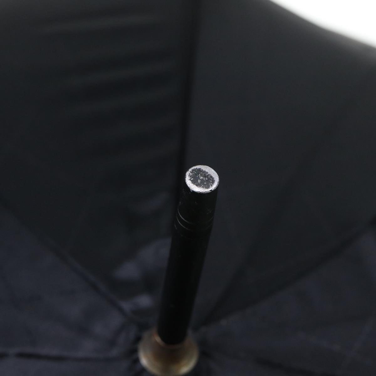 CHANEL COCO Mark Umbrella Nylon Plastic White Black CC Auth bs8242